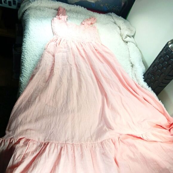 Easy Love Pink Blush Smocked Maxi Dress Woman Medium Flowing With Pockets....... - Picture 7 of 12